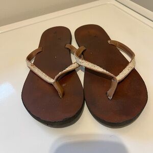 American Eagle Outfitters Brown and Cream Sandals